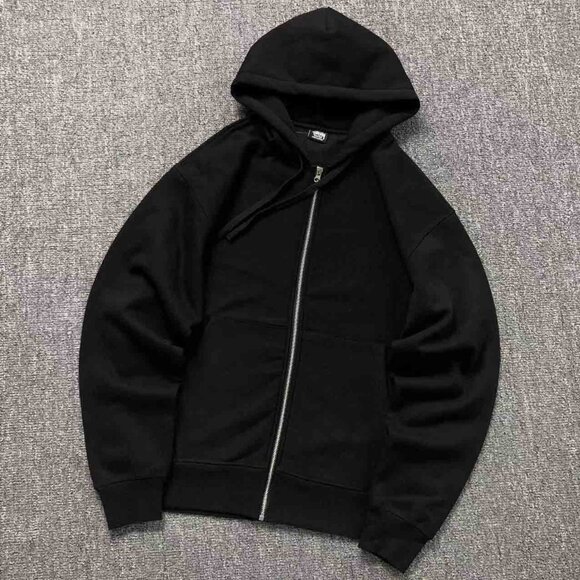 Men's Stussy Black Hooded Zip-Up Jacket Size: M - Picture 1 of 9